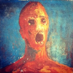 Anguished man painting